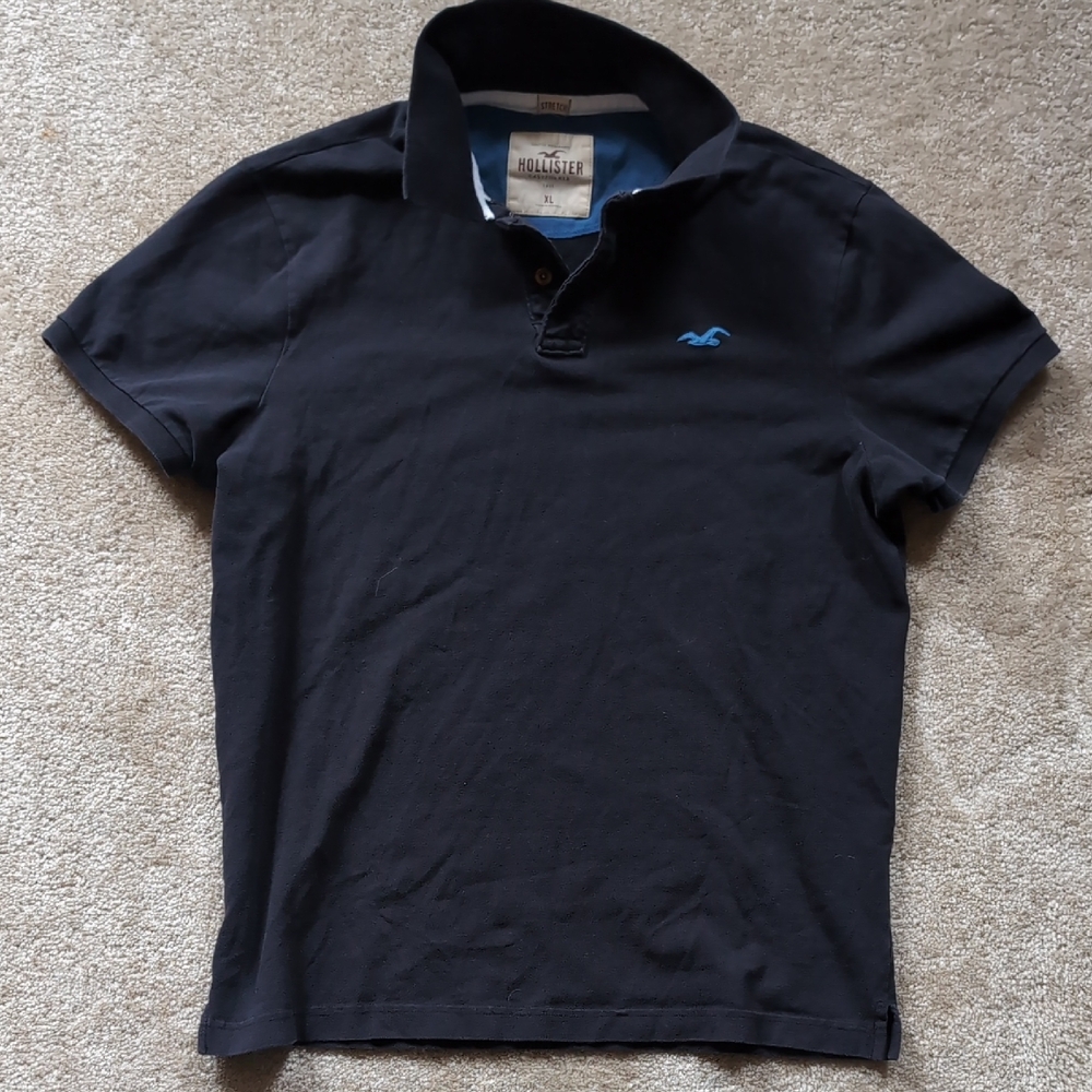Hollister Navy Polo Shirt with Blue Logo